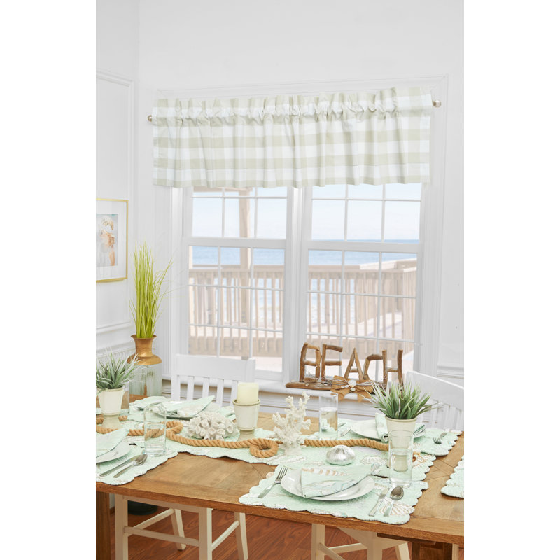 Franklin Pebble Gingham Check Window Valance Curtain, Tan