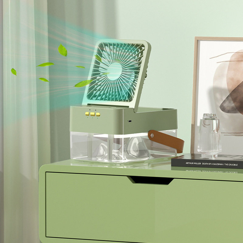 Ventilateur de bureau à double jet d'humidification et télécommande kbndieu, Army Green