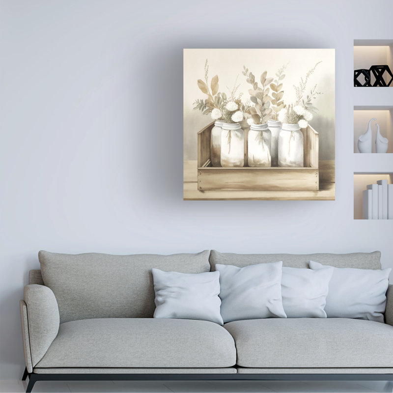 «Floral Sasha Mason Jars II», reproduction sur toile, H 14 po x l 14 po x P 2 po