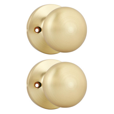 Gold Closet Door Knobs, Handle Function Non-Locking Dummy Door Knob, Brushed Gold Individual Dummy Door Knob for Closets, French Double Doors, and Pantry(1 Pack/2 Pieces)