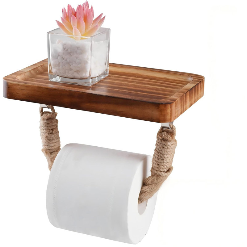 Porte-papier hygiénique avec tablette, style bohème campagnard, décoration de salle de bain en corde