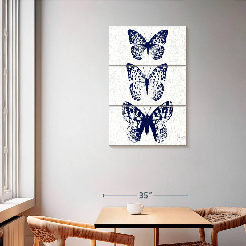 Indigo Butterfly Study, 57" H x 36" W