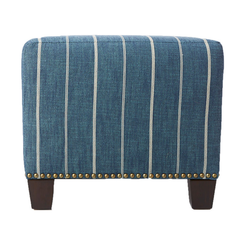 Arisha Upholstered Ottoman, Fritz Stripe Indigo