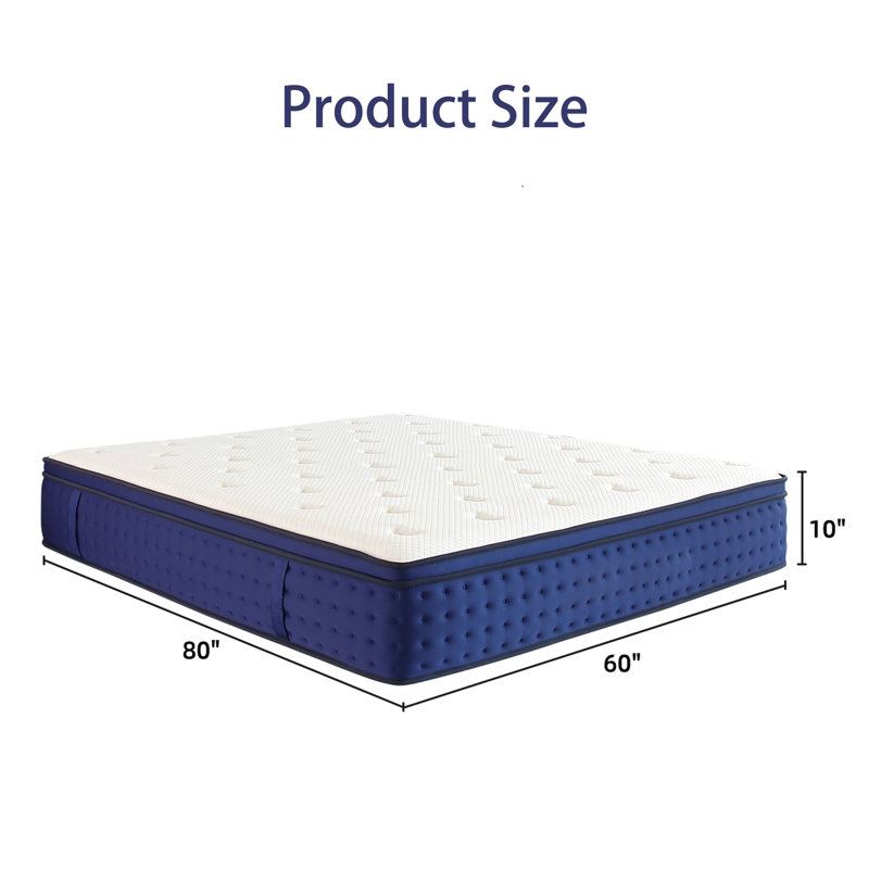 Modern Mattress With Gel Memory Foam Euro Top Cool Hybrid Individual Pocket Spring With Edge Support, Queen