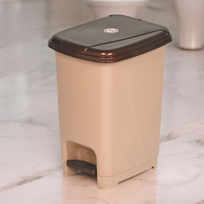 Hellie Plastic Pedal Bin Recycling Bin - 2.11L, Brown