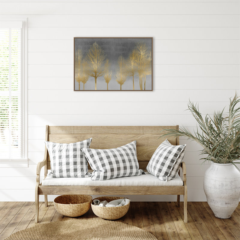 «Gold Forest On Gray», reproduction encadrée sur toile par Kate Bennett, H 23 po x l 33 po x P 2 po