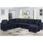 7 couches modulaires en microfibre de couleur bleu foncé - Coussins hauts, deux porte-gobelets, cadre en bois massif pour une utilisation et une stabilité à long terme