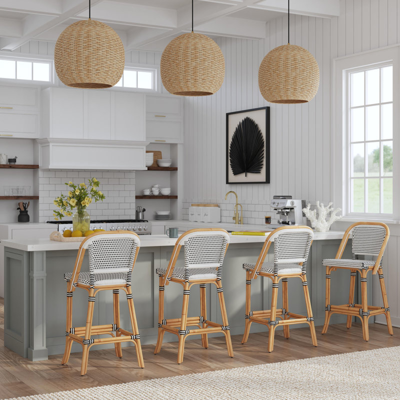 28" Bar Stool, Black/White