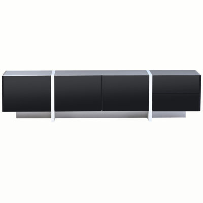 White & Black Contemporary Rectangle Design TV Stand, Unique Style TV Console Table For Tvs Up To 80'', Modern TV Cabinet With High Gloss UV Surface F -  Ivy Bronx, B30934D98EED455FB182AC56954B7C00