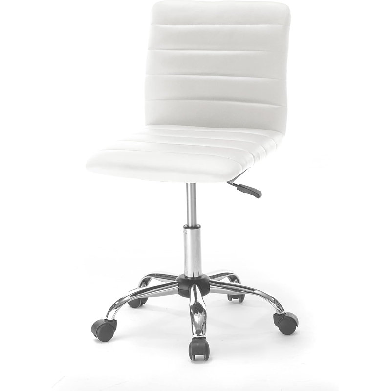  Chaise de bureau roulante en similicuir, Blanc
