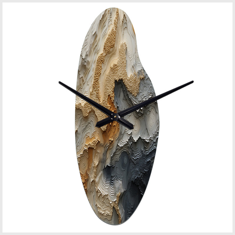 Mekhail - Curved Shape Unique Abstract Painting Wall Clock, Moyenne
