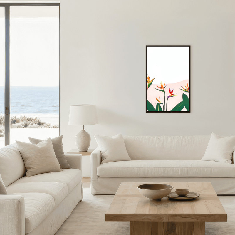 Nature Inspired Birds of Paradise I by  - Graphic Art, 48" H x 32" W x 2.375" D, Framed Canvas, Black