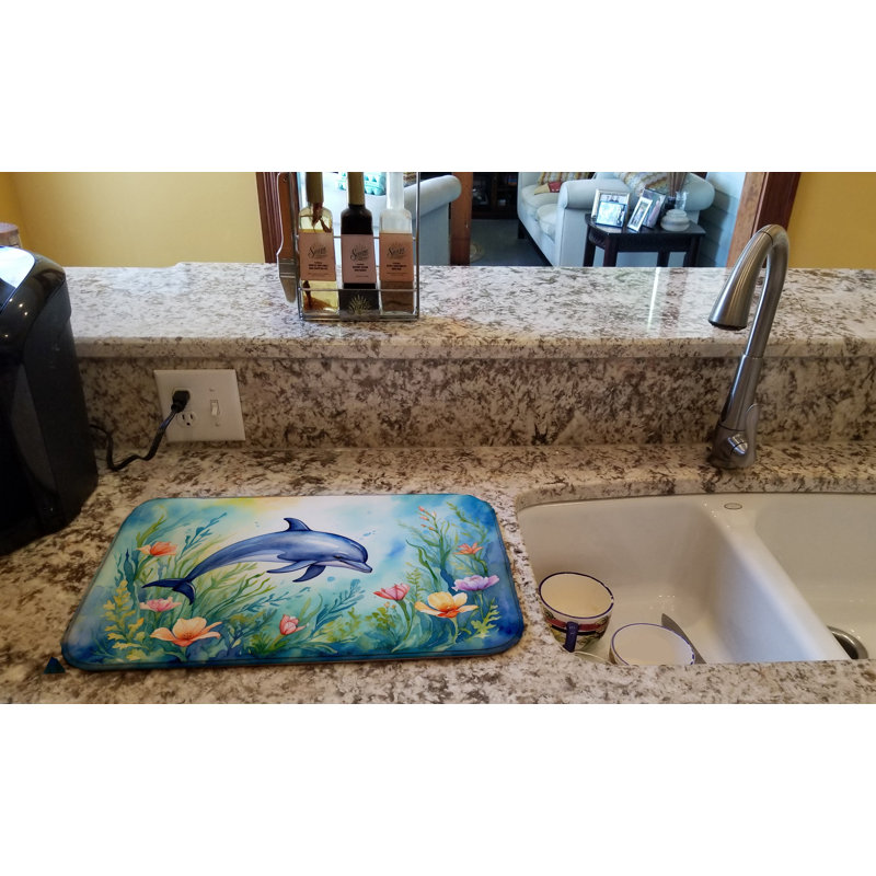 Spring Dolphin Dish Drying Mat