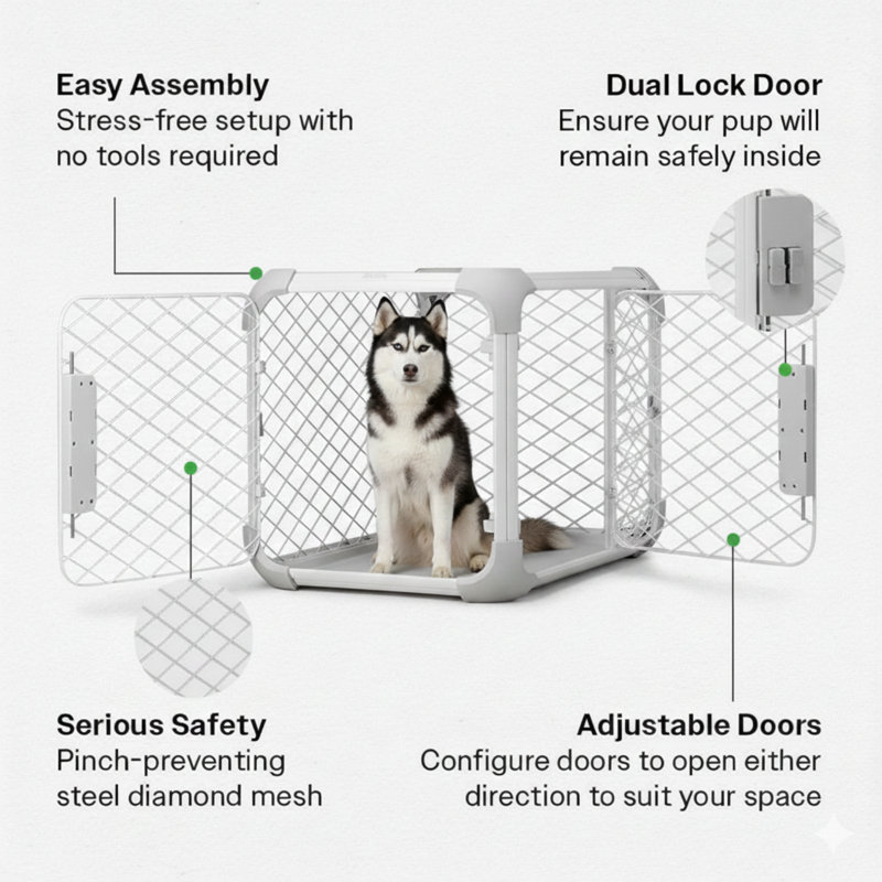 Caisse pour chien Evolv - chenil mince et durable avec panneau de plafond amovible et conception modulaire - sécuritaire, élégant et pratique (frêne, moyen)