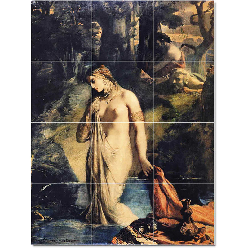 Carreau de céramique décorative 36 po x 48 po 12 po x 12 po, Theodore Chasseriau nue W22229