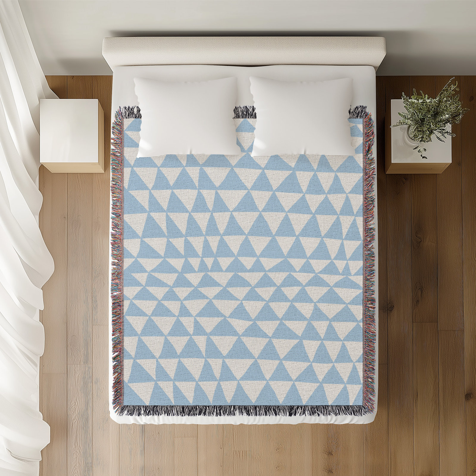 Kelia Cotton Throw Blanket, 60" x 60" – Throw, Sky Blue