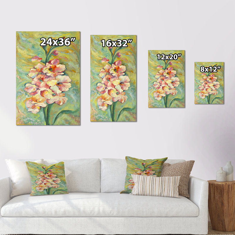 Fleurs pastel rétro - peinture, H 20 po x l 12 po x P 1 po, Toile tendue