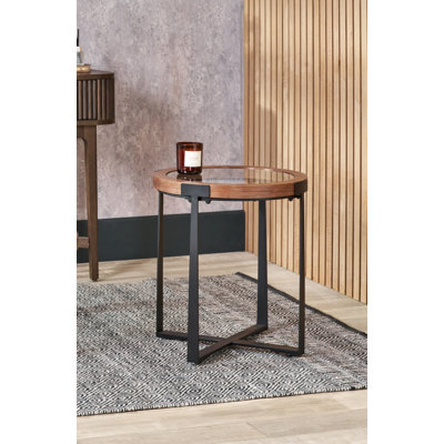 Tamberly Glass Top Frame End Table