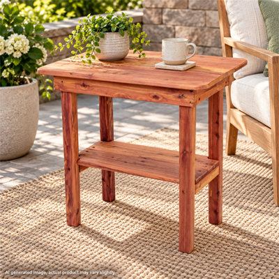 American Furniture Classics Eastern Aromatic Red Cedar Rectangular Outdoor Side Table with Shelf