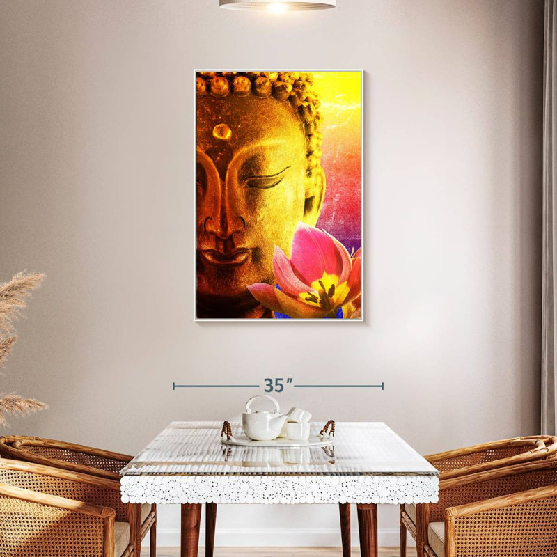Superbe Bouddha, Cadre flottant blanc, 29 po x 43 po