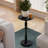 Modern Solid Wood Round Drink Table with Turned Pedestal Base, Black Finish-36366217