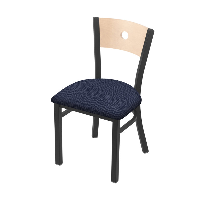 Chaise 630 Voltaire, Chêne Naturel, Étain, Tissu-graphique ancre