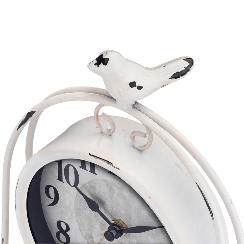 Horloge de table analogique moderne et contemporaine en métal argenté
