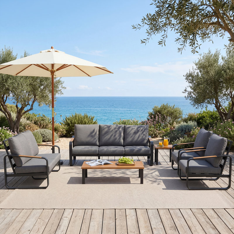 Haven 7-person Outdoor Sofa Seating Group with Cushions, All-Weather Patio Conversation Set with Coffee Table, Side Table