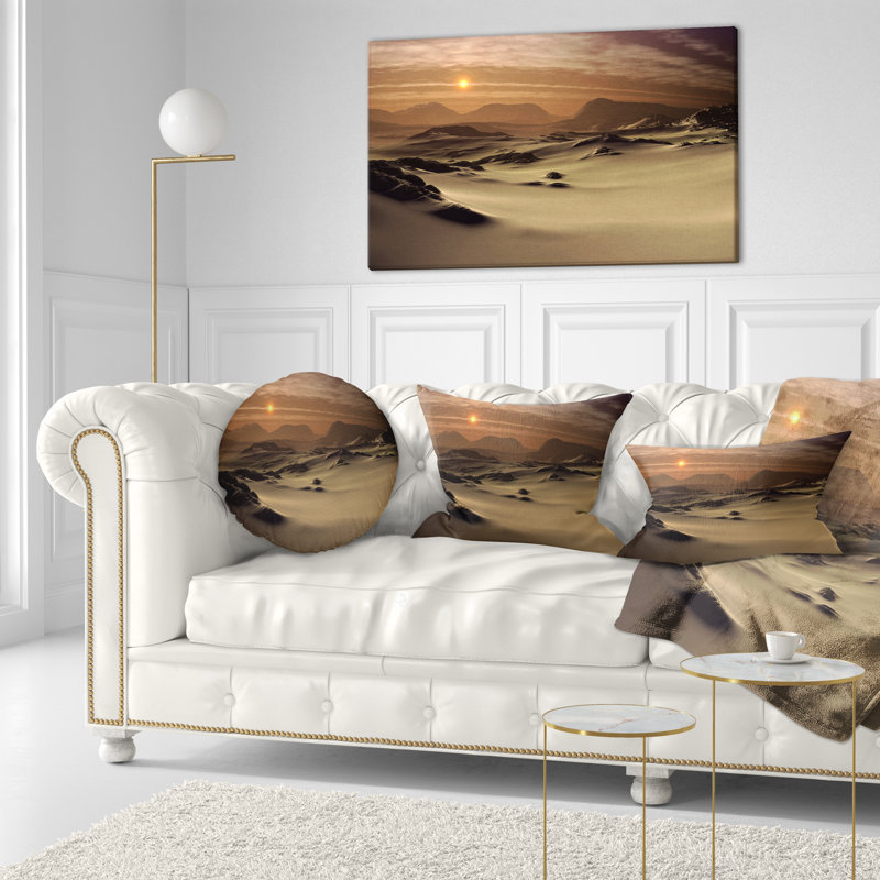 Magnifique coussin décoratif à motif de paysage brun magnifique