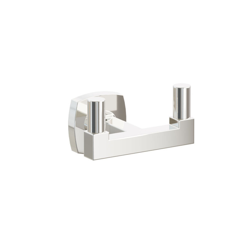 Emtek Select Double Hook w/ Soft Square Rosette, Square Stem & Smooth Tip, Polished Nickel
