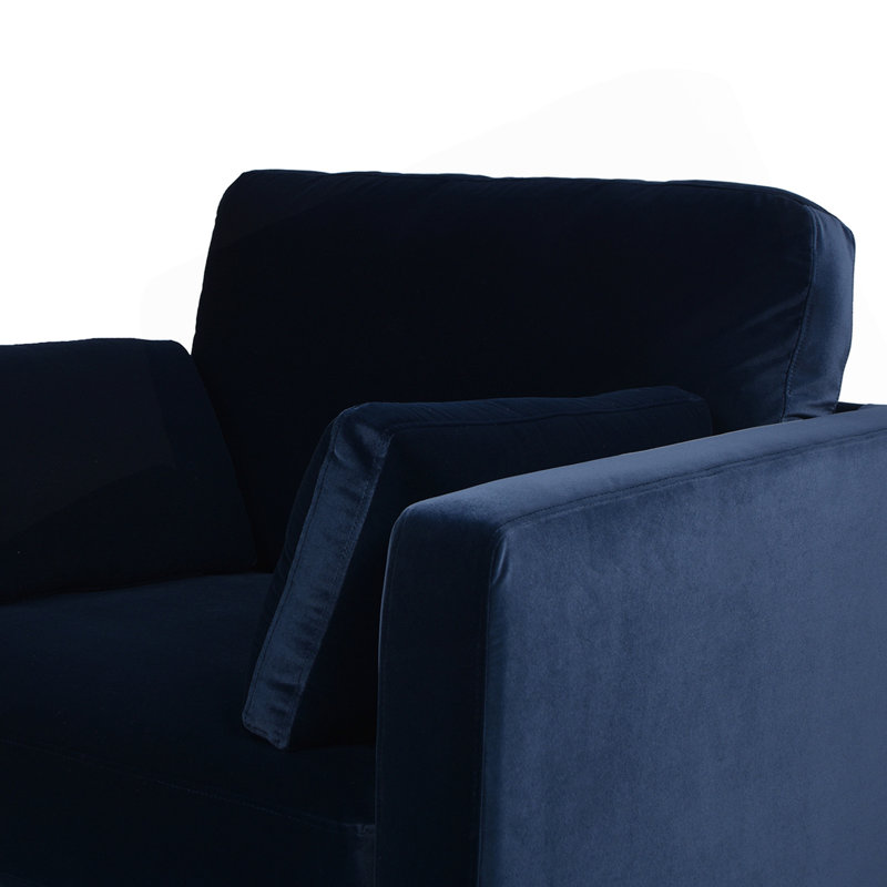 Chaise avec accoudoirs de style campagne moderne 36 po, velours performance bleu marine foncé, Bleu marine foncé