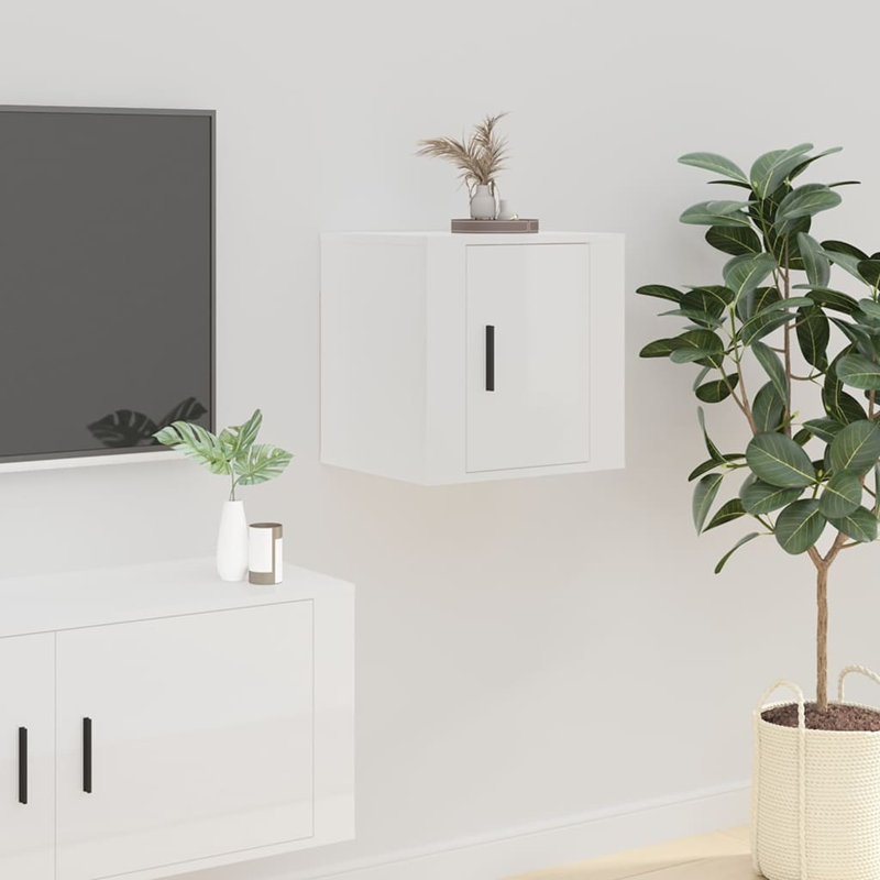 Ollins TV Stand for TVs up to 28", High Gloss White