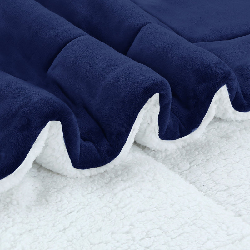 King Blue Organic Reversible Micromink Sherpa Comforter Set