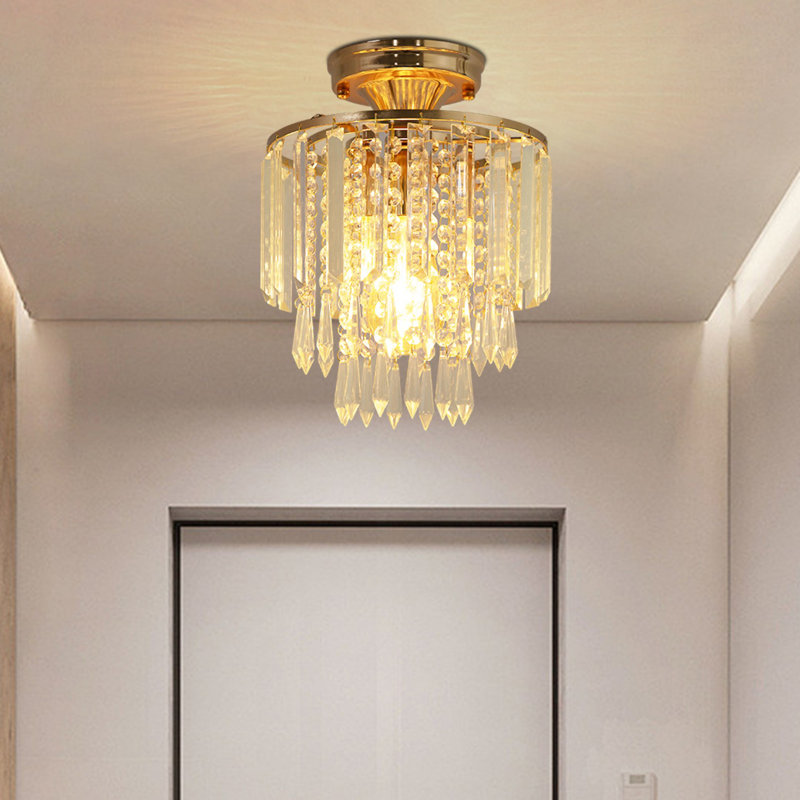 Plafonnier semi-encastré en cristal Hellmut, Or brossé
