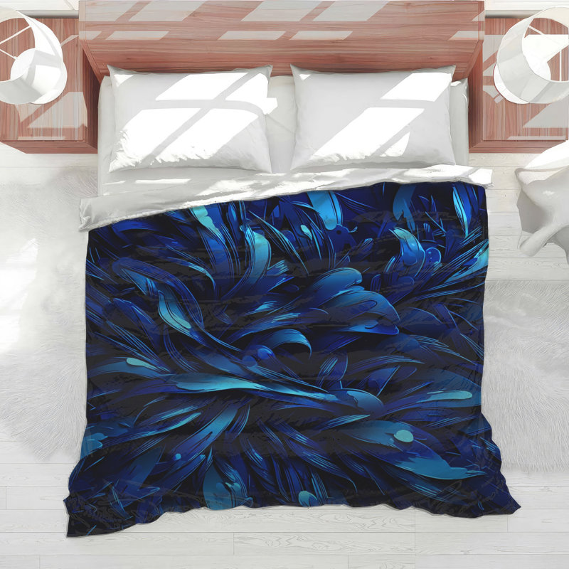 Abstract Blue Feathers Comforter, King
