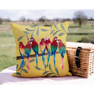 Sky Flocked Together Birds Outdoor Square Pillow Cover & Insert