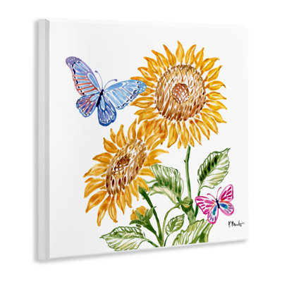Plaque murale tournesols et papillons Brushstroke, design par Paul Brent