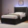 Bed Frame with Headboard and LED Lights, Leather Upholstered Bed Frame, Wingback/Headboard Splicing Design, No Box Spring Needed, Easy Assembly