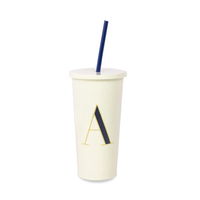 Initial Tumbler With Straw