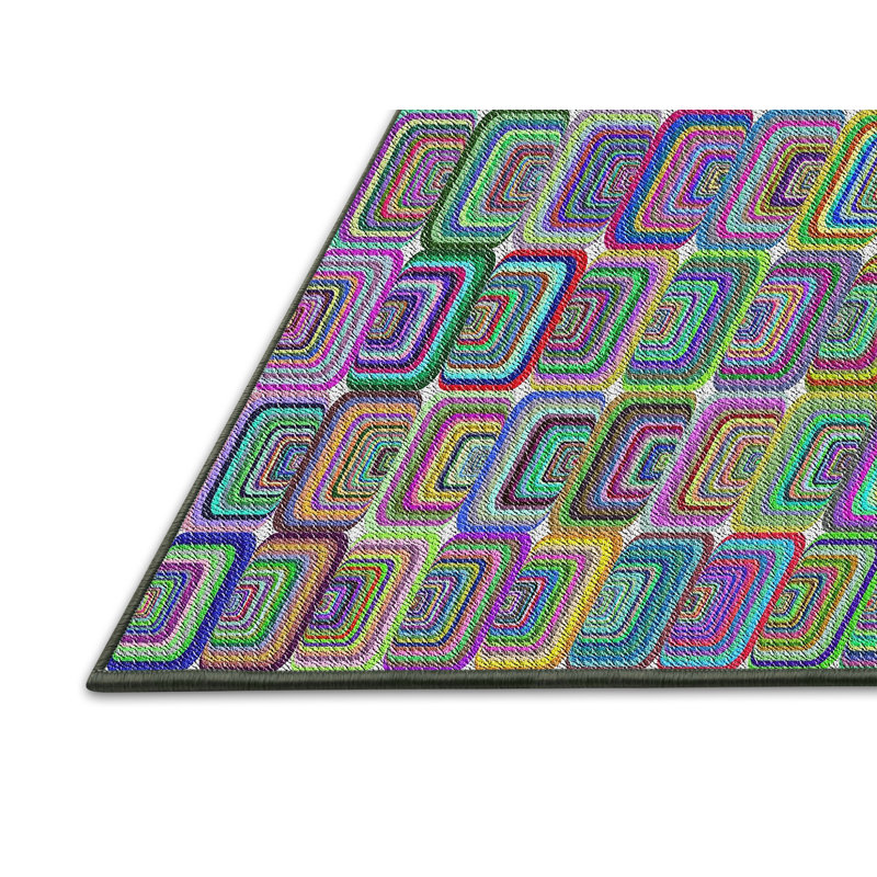 Vert Non disponible Rettig/bleu/rose Tapis décoratif, Rectangle 7 pi x 9 pi