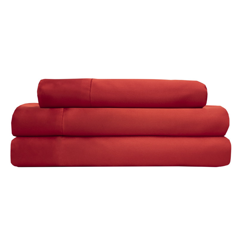 Ensemble de draps en micro-fibre, Rouge, Ensemble de draps pour lit simple avec un drap-hou