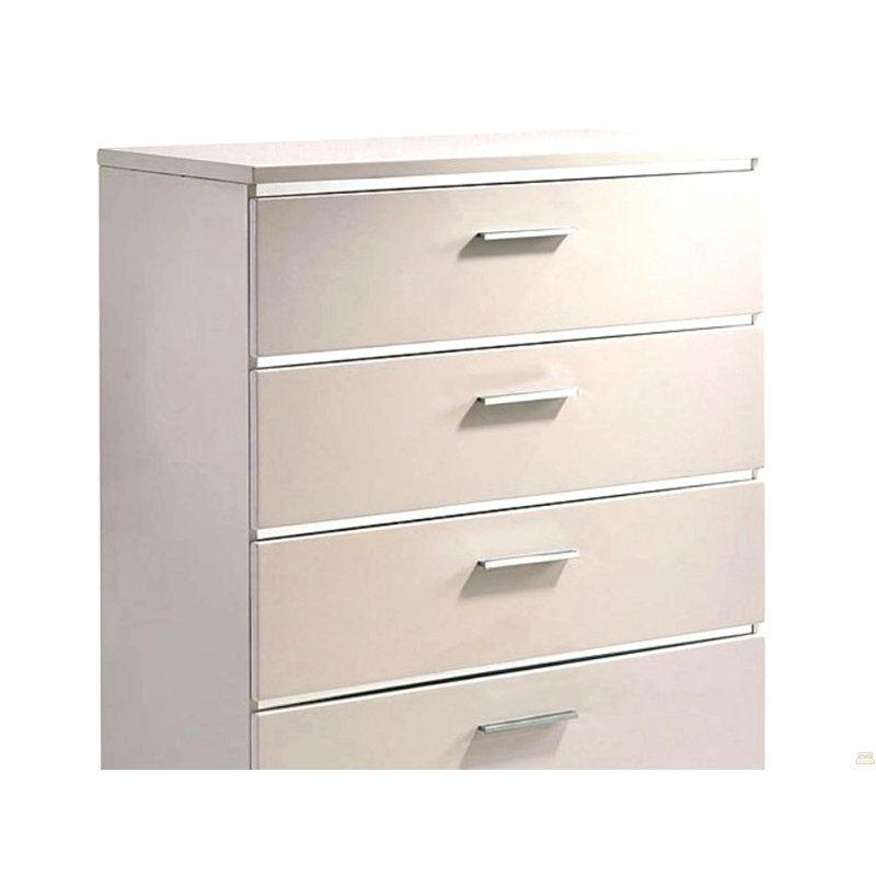 Commode chromée 1 pièce à cinq tiroirs avec accents brillants