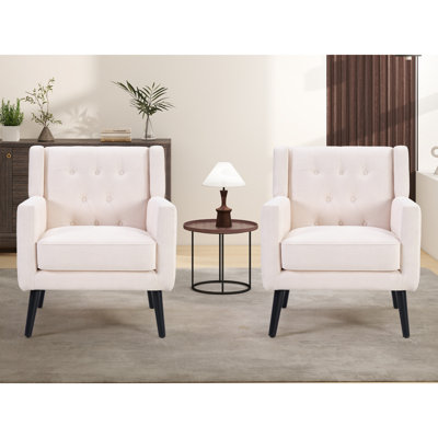 29" Wide Classic Upholstered Button-Tufted living Room Armchair With Solid Wood Legs（set of 2）