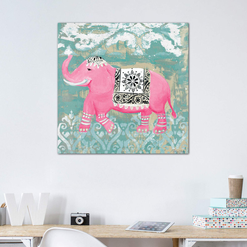 «Pink Bazar I» par Hakimipour-Ritter - impression, H 26 po x l 26 po x P 1,5 po, Toile tendue, Pas de tapis