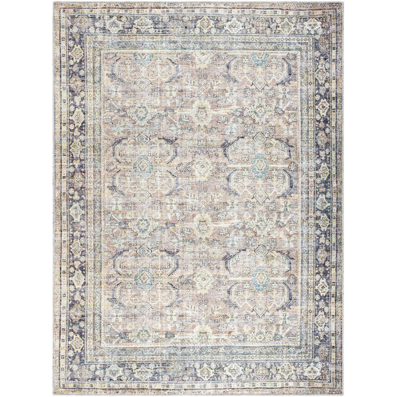 Becki Owens x Surya Machine Washable Oriental Boho Light Silver Area Rug, Rectangle 160 x 213cm