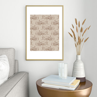 Western Cowgirl Toile In Tan, encadré sur papier