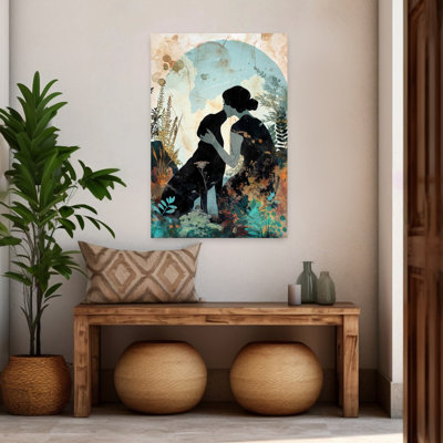 Tender Dog Embrace Peaceful Contemporary Dog Nature Wall Art