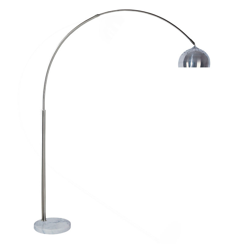1Pc Arch Lamp Chrome Metal Polished Stem Base Floor Lamp Contemporary Style