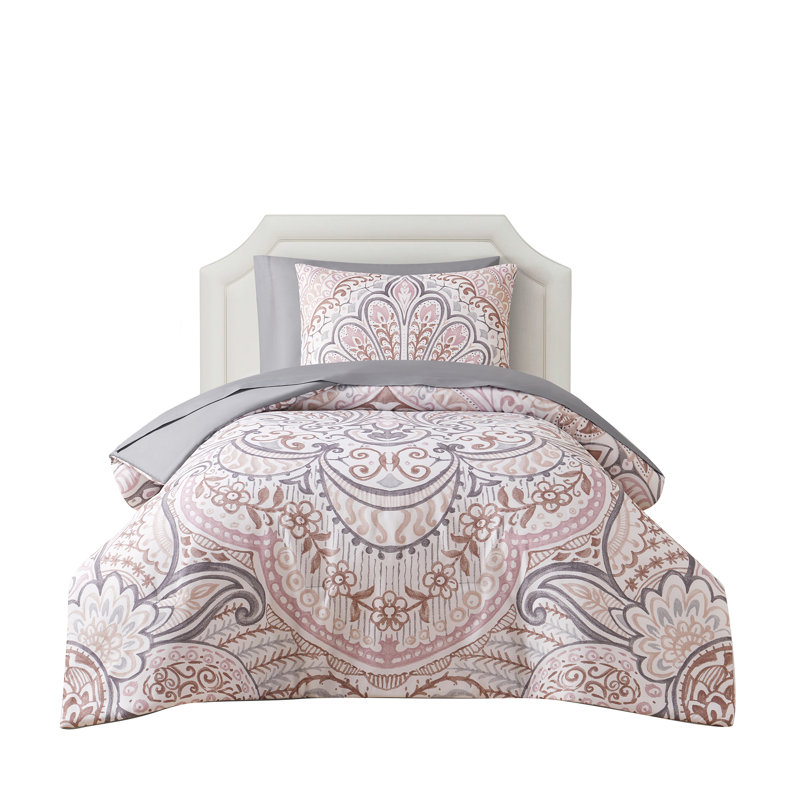 Ensemble d'édredon réversible lit dans un sac 5 pièces Layla, 5, Lit simple, Rosé