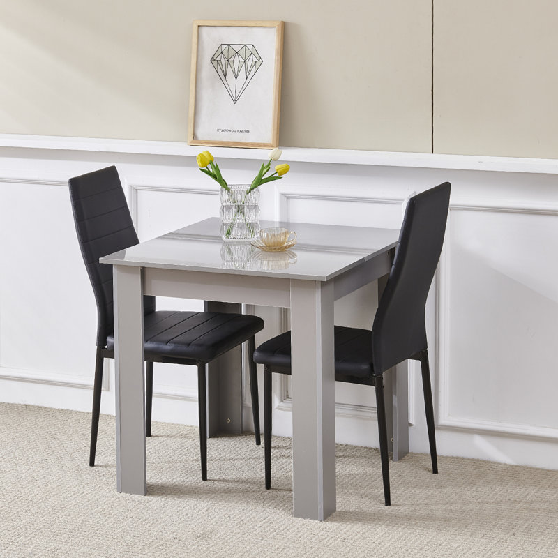 Dining Set, Black Leather Line Chairs#2